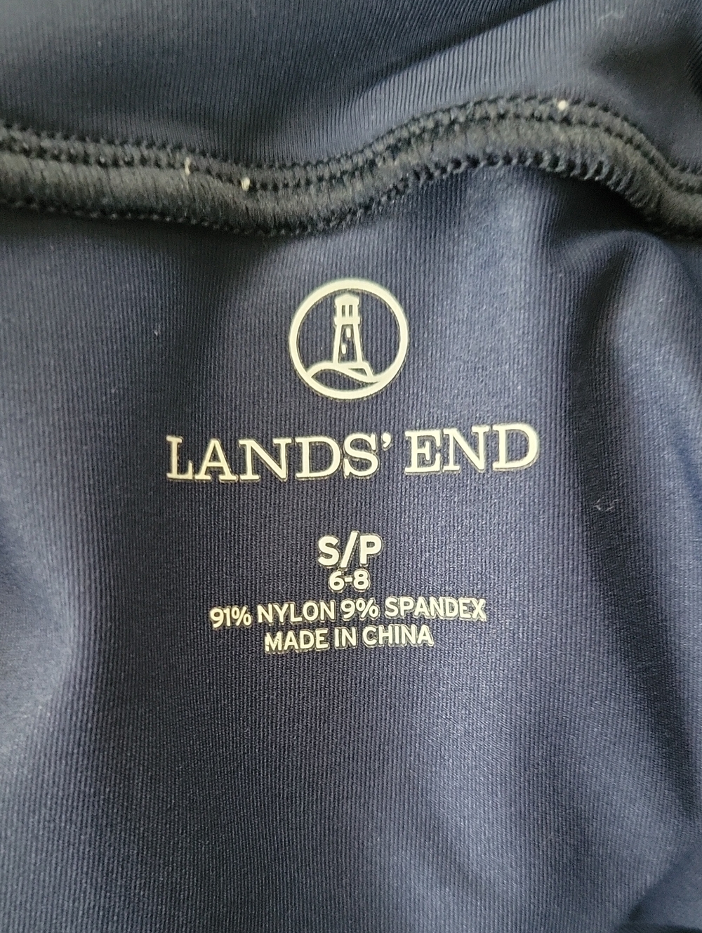 Lands' End Navy Embroidered Adjustable Tunic Swim Rash Guard Top Size Small - Picture 6 of 7